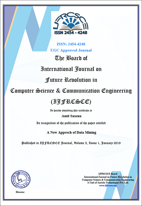 IJFRCSCE E-Certificate